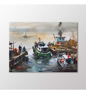 Arty Tablo Suluboya Balıkçı Tekneleri Tablo (Karışık)