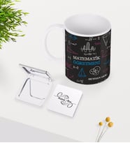 BK Gift Kişiye Özel Matematik Öğretmeni Beyaz Kupa Ayna Seti-11 (Model 1)