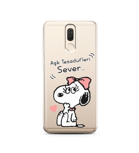 Snoopy Tasarımlı Süper Şeffaf Silikon Telefon Kılıfı Huawei Mate 10 Lite 