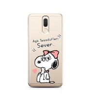 Snoopy Tasarımlı Süper Şeffaf Silikon Telefon Kılıfı Huawei Mate 10 Lite 
