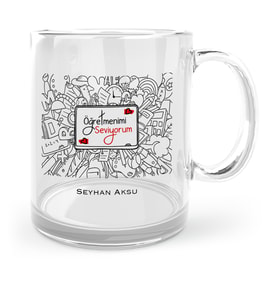 BK Gift Kişiye Özel Öğretmenimi Seviyorum Cam Kupa Bardak