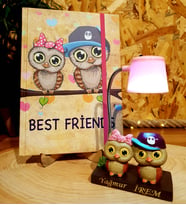 İsme Özel 3D Sevimli Best Friends Masa Lambası Ve Anı Defteri Arkadaşa Hediye