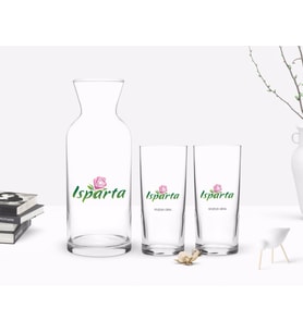 BK Gift Kişiye Özel Renkli Baskılı Isparta Tasarımlı Turistik İkili Rakı Bardağı ve Karaf Hediye Seti-2 (Model 1)