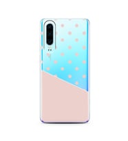 Çapraz Pembe Tasarımlı Süper Şeffaf Silikon Telefon Kılıfı Huawei P30  