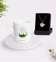 BK Gift Kişiye Özel Din Kültürü ve Ahlak Bilgisi Öğretmeni Türk Kahvesi Fincanı ve İsimli Papatya Kolye Hediye Seti (Model 1)