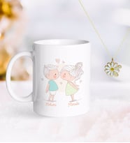 BK Gift Kişiye Özel Sevgililer Günü Kupa ve Çift İsimli Papatya Kolye-108 (Model 1)