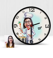 BK Gift Kişiye Özel Chef Karikatür Ahşap Duvar Saati  2