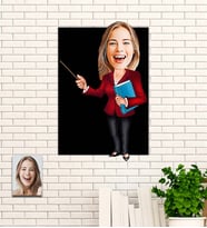 Kişiye Özel Hediye Öğretmen Karikatür Ahşap Tablo