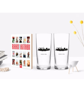 BK Gift Kişiye Özel Renkli Baskılı Gaziantep Tasarımlı Turistik İkili Rakı Bardağı ve Rakı Cep Kitabı Hediye Seti-2 (Model 1)