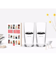 BK Gift Kişiye Özel Renkli Baskılı Gaziantep Tasarımlı Turistik İkili Rakı Bardağı ve Rakı Cep Kitabı Hediye Seti-2 (Model 1)