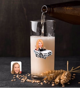 BK Gift Kişiye Özel Kadın Patron Karikatürlü Renkli Baskılı Hiball Bira Bardağı-3 (Beyaz)