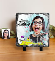 BK Gift Kişiye Özel Bayan Karikatürlü Dekoratif Doğal Taş  8