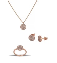 Yuvarlak Gümüş Set İnlove Gümüş Kolye Set Takı (Rose)