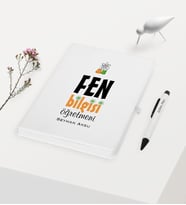 BK Gift Kişiye Özel Fen Bilgisi Öğretmeni Temalı Beyaz Defter Kalem Hediye Seti - 1
