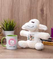 Aşık Çiftlere Özel Yeşil Kupa Bardak ve Peluş Koyun