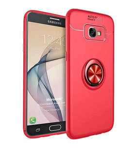 Microsonic Samsung Galaxy J7 Prime Kılıf Kickstand Ring Holder Kırmızı