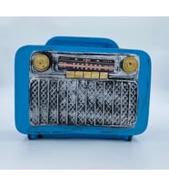 Nostaljik Büyük Boy Radyo Kumbara Mavi Renk