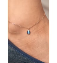 Opal Damla Taşlı Altın Halhal (Çok Renkli)