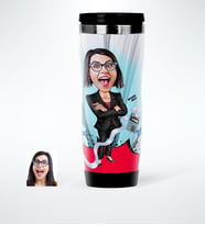BK Gift Kişiye Özel Bayan Muhasebeci Karikatürlü Çelik Termos Bardak  2