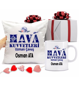 Hava Kuvvetleri Bardağı ve Yastığı Hediye Seti (Model 1)