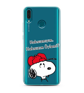 Snoopy Tasarımlı Süper Şeffaf Silikon Telefon Kılıfı Huawei Y9 (2019)