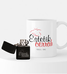 BK Gift Kişiye Özel Estetik Cerrah Temalı Çakmak ve Kupa Seti - 1