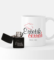 BK Gift Kişiye Özel Estetik Cerrah Temalı Çakmak ve Kupa Seti - 1
