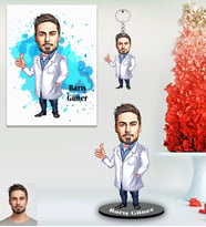 Kişiye Özel Doktor Karikatürlü 3 lü Hediye Seti Bay-7