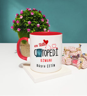 Mesajlı Ortopedi Uzmanı Kupa Bardak Kırmızı
