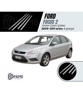 Ford Focus 2 HB Krom Cam Çıtası 4 prç. 2005-2011 Paslanmaz Çelik
