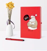 BK Gift Kişiye Özel Yılbaşı Noel Baba Temalı Kırmızı Defter Kalem Seti - 4