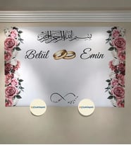 100x70cm Söz, Nişan, Kına Gecesi, Düğün İçin Kişiye Özel Branda Afiş Arka Fon