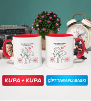 İkili Sen Başıma Gelen En Güzel Şeysin Sevgililer Günü Hediyesi Kupa Bardak Kırmızı