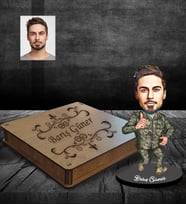 Kişiye Özel Asker Karikatürlü Ahşap Biblo Kutulu Bay-4