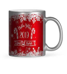 BK Gift Kişiye Özel Mutlu Yıllar Gümüş Yaldızlı Kupa Bardak  4