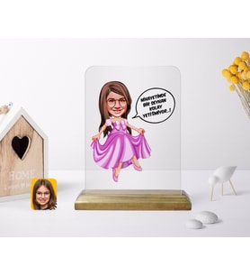 BK Gift Kişiye Özel Kız Çocuk Kolay Yetişmiyor Karikatürlü Ahşap Standlı Çerçeve-4 (Beyaz)