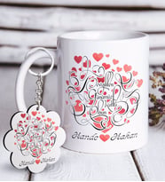BK Gift Kişiye Özel Sevgililer Günü Beyaz Kupa ve Anahtarlık Hediye Seti-1 (Model 1)