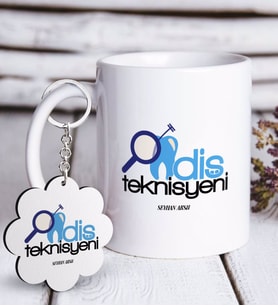 BK Gift Kişiye Özel Mesleki Diş Teknisyeni Beyaz Kupa ve Anahtarlık Hediye Seti (Model 1)