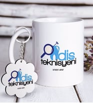 BK Gift Kişiye Özel Mesleki Diş Teknisyeni Beyaz Kupa ve Anahtarlık Hediye Seti (Model 1)