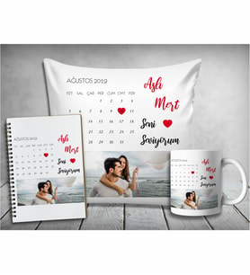 Kişiye Özel Fotoğraflı Tarihli Yastık & Kupa & Defter