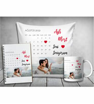 Kişiye Özel Fotoğraflı Tarihli Yastık & Kupa & Defter