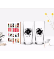 BK Gift Kişiye Özel Renkli Baskılı Baş Harf İsim Tasarımlı İkili Rakı Bardağı ve Rakı Cep Kitabı Hediye Seti-10 (Model 1)