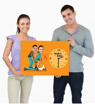 BK Gift Kişiye Özel Karikatür Ahşap Duvar Saati 45x31 Cm 5