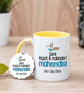 Gemi İnşaatı Mühendisi Sarı Kupa Bardak Ve Anahtarlık Set