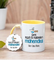 Gemi İnşaatı Mühendisi Sarı Kupa Bardak Ve Anahtarlık Set