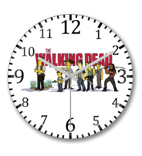 The Walking Dead Simpsonized Duvar Saati Bombeli Gercek Cam