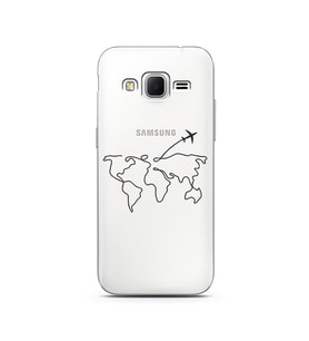 Çizgi Harita Tasarımlı Süper Şeffaf Silikon Telefon Kılıfı Samsung Core Prime