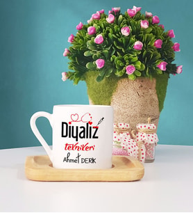Diyaliz Teknikeri Hediye Ahşap Altlıklı Türk Kahvesi Fincanı