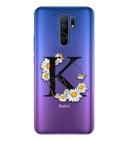 Papatya Harf Tasarım Süper Şeffaf Silikon Telefon Kılıfı Xiomai Redmi 9 K-Harfi