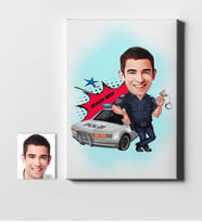 BK Gift Kişiye Özel Bay Trafik Polisi Karikatür Kanvas Tablo 50x70cm 1